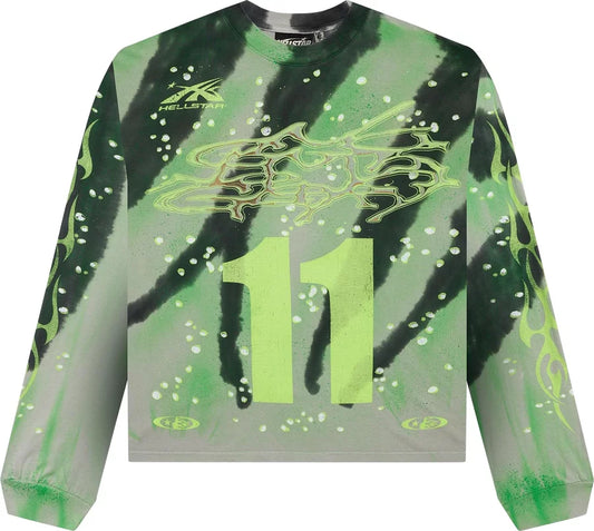 Hellstar Tye-Dye Moto Long-Sleeve Top Green