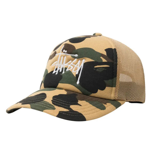 BAPE X STUSSY Trucker Hat Yellow