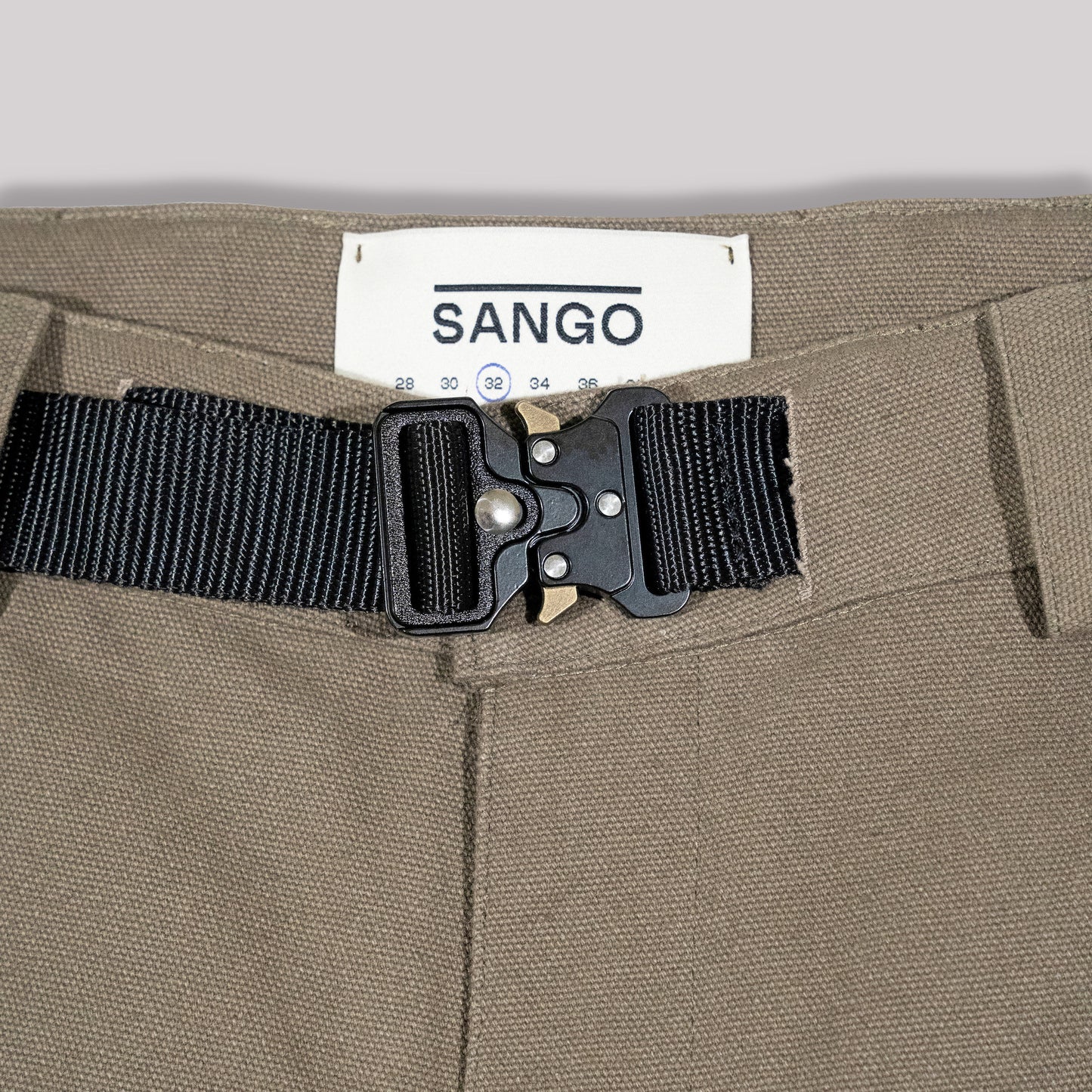 Sango Carpenter Duck Canvas Pants Chocolate Mint Black Belt