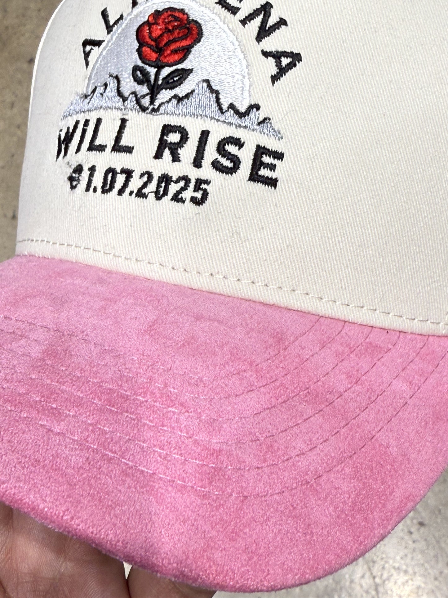 Wolf Collection Altadena Will Rise Snapback Cream/Pink Suede