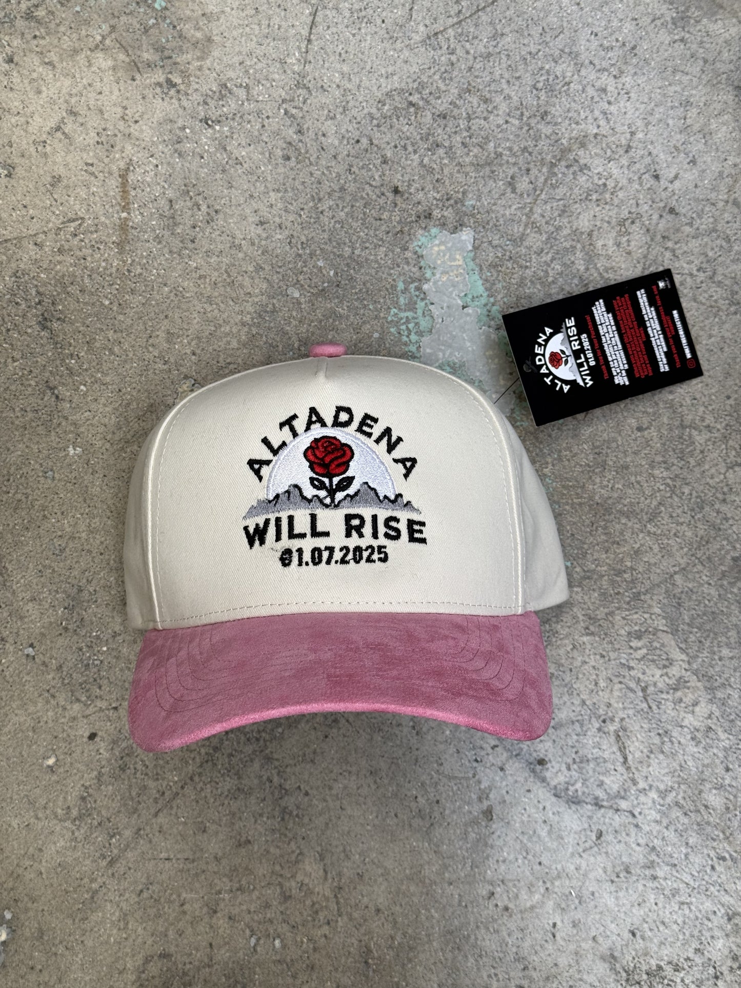 Wolf Collection Altadena Will Rise Snapback Cream/Pink Suede