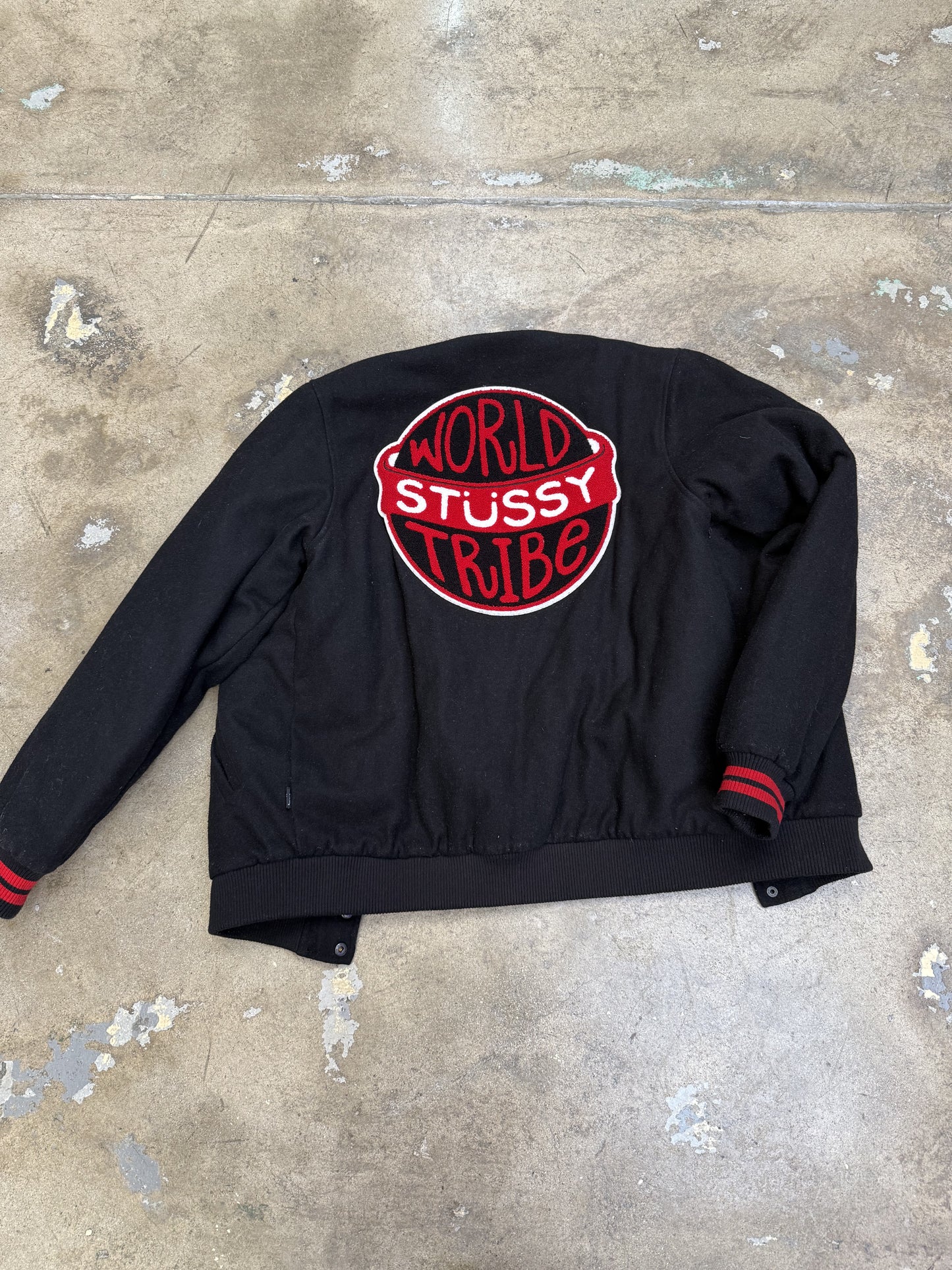 Stussy Vintage Varsity Jacket Black/Red Medium