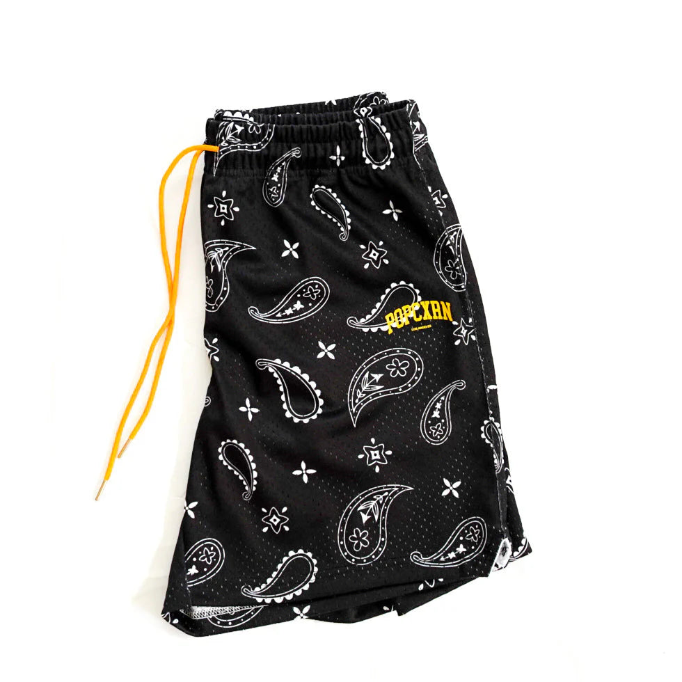 Popcxrn Paisley Mesh Shorts Black