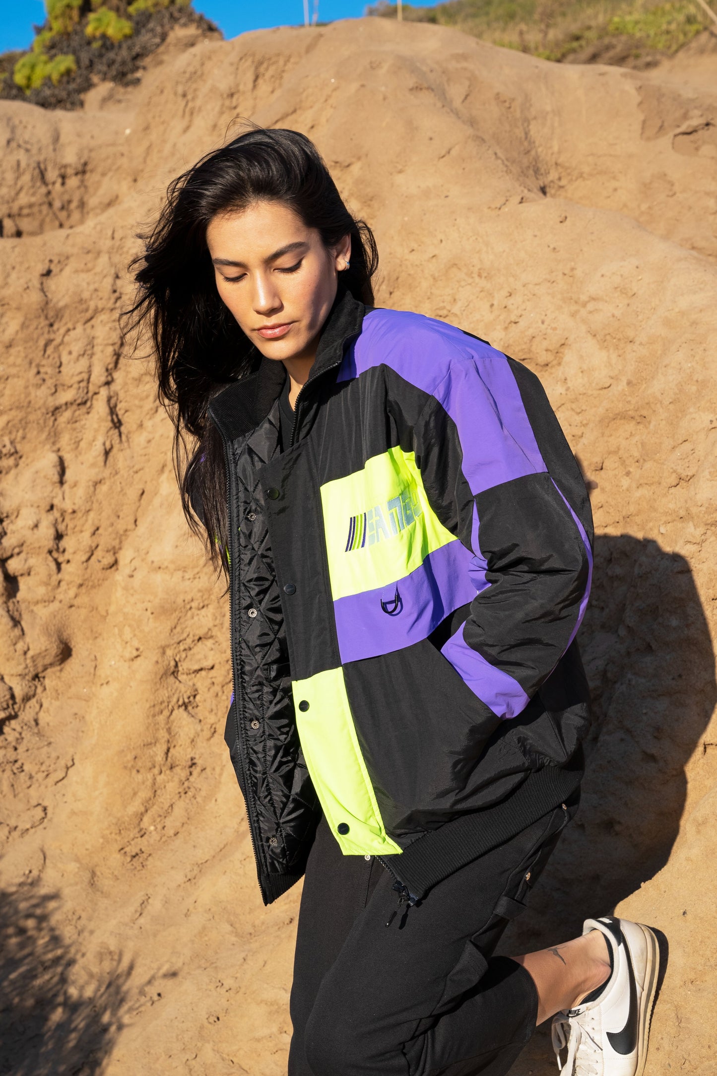 Sango 90's Team Jacket  Lavender Blue / Neon Lime / Midnight Black